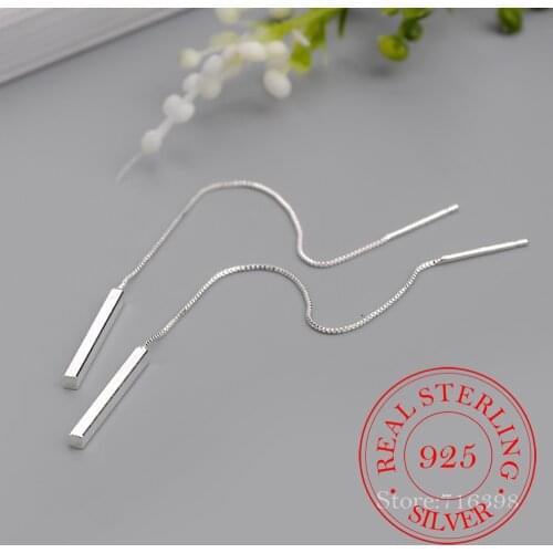 100% 925 Sterling Silver Long Drop Earrings for Women Wedding Party Gifts Sterling-silver-jewelry pendientes