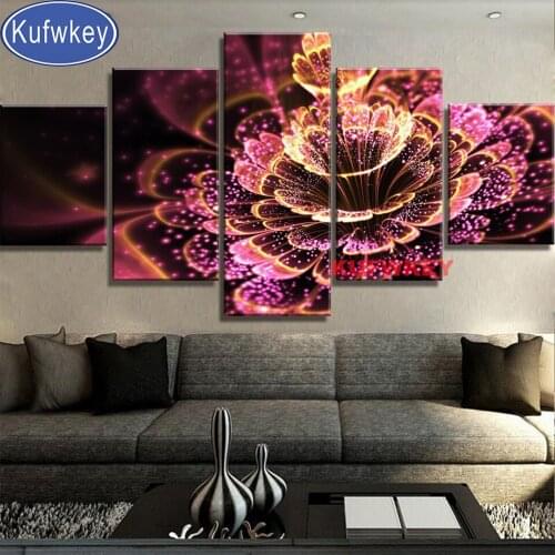"fantasy abstract Fluorescent Flower"Diamond painting Full Square Round drills mosaic Diamond Embroidery rhinestones 5 piece