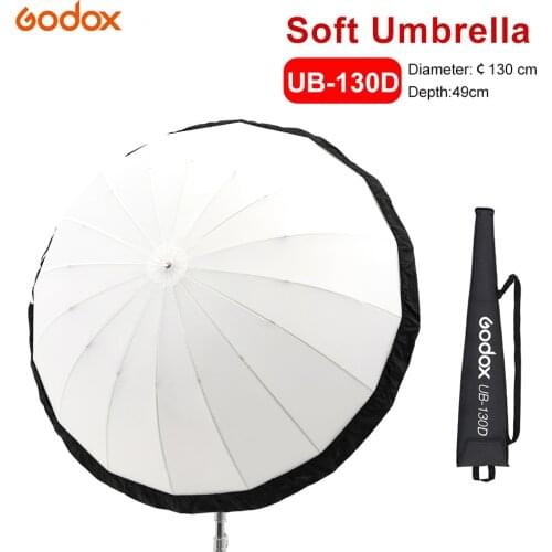 Godox UB-130D 130cm White Parabolic Reflective Transparent Soft Umbrella Studio Light Umbrella with Black Silver Diffuser Cover