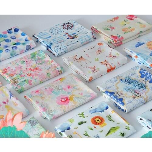 Digital print floral Poplin cotton fabric crafts summer apparel dress patchwork fabric for sewing tissue cotton cloth 50x145