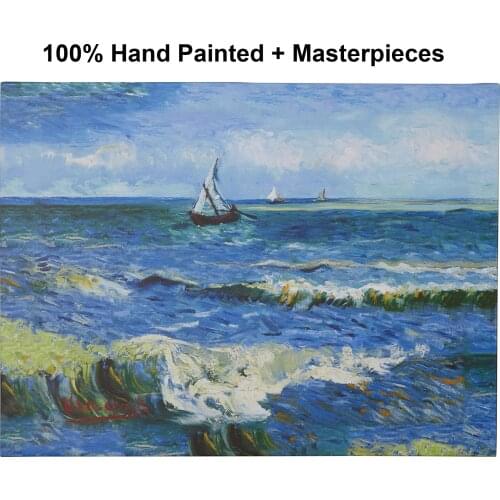Hand Painted Vincent Van Gogh Oil paintings Seascape at Saintes Maries Landscapes Art Canvas artwork for living room wall decor