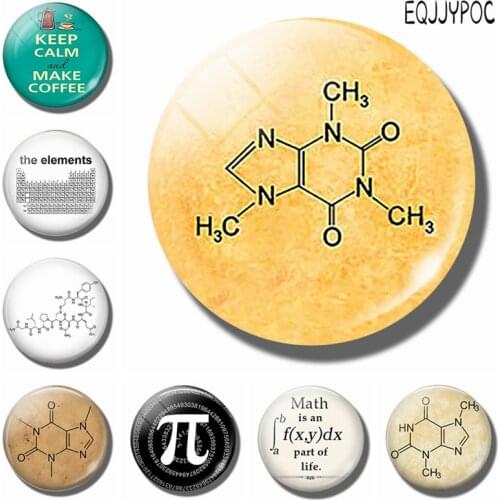 Caffeine Chemistry Molecule 30 MM Fridge Magnet Caffeine Coffee Glass Dome Magnetic Refrigerator Stickers Note Holder Home Decor