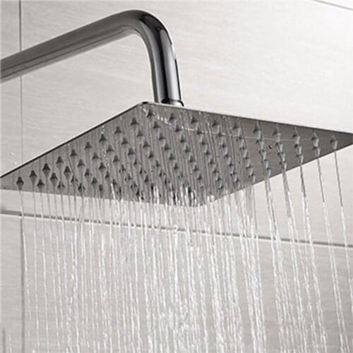 Round Square Shower Head Ultra-thin large area 8" 10” 12” Chrome Stainless Steel Water Rainfall Overhead