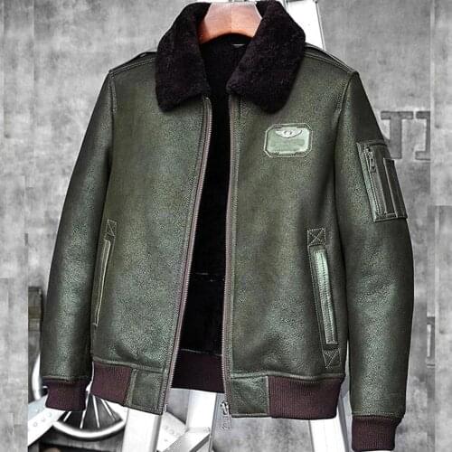 Men Aviator Jacket Mens Shearling Coat Pilot Jacket Mens Fur Coat B3 Sheepskin Outwear
