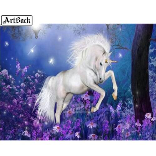 Full square drill 5d diy diamond painting unicorn lavender flower kit 3d diamond embroidery animal mosaic artwork gift SE139