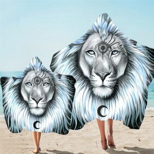 New Parent-child Cute Cartoon Hooded Cloak Beach Towel Animal Printed Microfiber Kids Adult Swimming Changing Robe Bath Towels