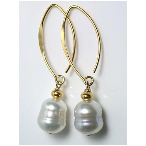 New Arrival Favorite Pearl Store 9.5x10mm AA Top Quality South Sea Water Pearl Gold Vermeil Earrings Wedding Party Lady Gift