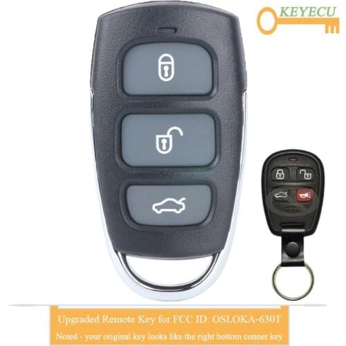 KEYECU Upgraded Remote Control Car Key for Kia Spectra 2003 2004 2005-2007, Fob 3+1 4 Buttons - FCC ID: OSLOKA-630T, 95430-2F310