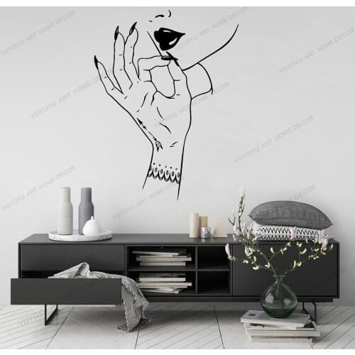 OK Hand Sign Line Lady Art Wall Art Vinyl Aesthetic Sticker Decal For Home Wallpoof Wall Decor Decoration CX1321