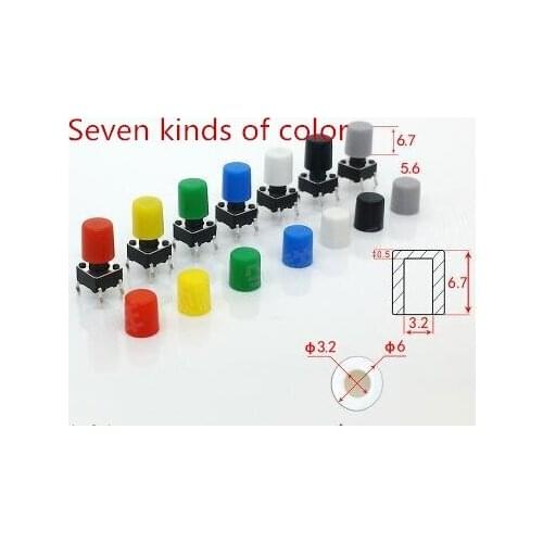 50PCS 7 Kinds of color 6*6 Plastic touch switch cap Protect Cover key Caps
