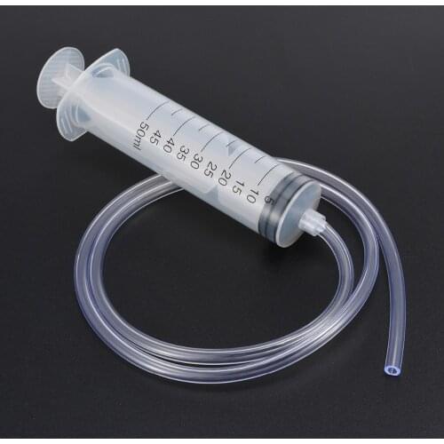 Mayitr 50ML Plastic Syringe Tube Plastic Syringe & 80cm Length Tube For Hydroponics Lab Tool Nutrient Measuring