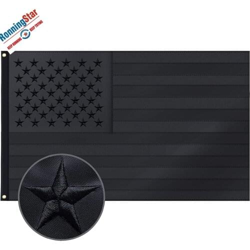 All black American flag 3x5 feet American flag, embroidered stars, stitched stripes, brass grommet blackout tactical American bl