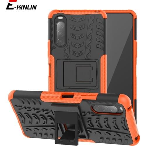 Shockproof Tough Rugged Back Cover For Sony Xperia 8 Lite 5 10 Plus 1 II Armor Hybrid Silicone Holder Stand Case