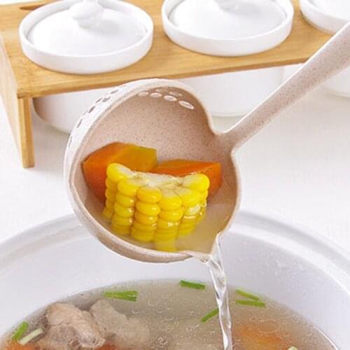 Wheat Straw Two-in-one Long-handled Plastic Colander Household Hot Pot Skimmer Environmentally Friendly Tableware