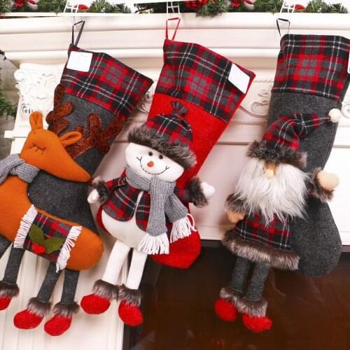 Christmas Decorations Free 2019 Christmas Stocking Clthes Santa Socks Christmas Gift For New Year Candy Gift Bags For Kids
