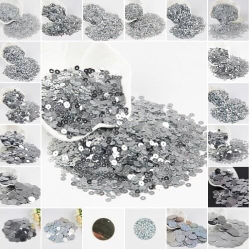 Silver Sequins 3mm-50mm Cup Flat Round PVC Loose Sequin for Craft Paillette Sewing Decoration DIY Accessory Lentejuelas 20g
