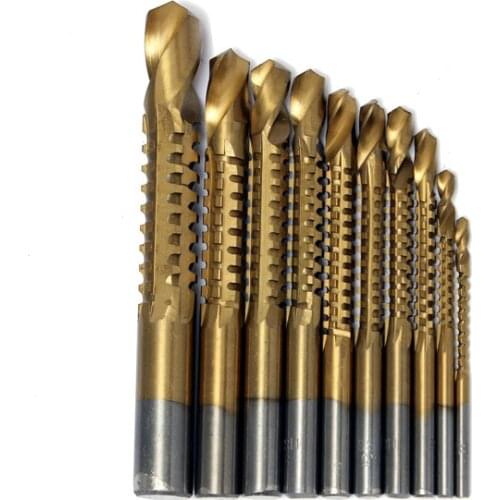 10Pcs/set Titanium Coated HSS High Speed Steel Saw Drill Bit Set Cutter Tools Woodworking Hole Saw Drill Bits Power Tools 3-13mm