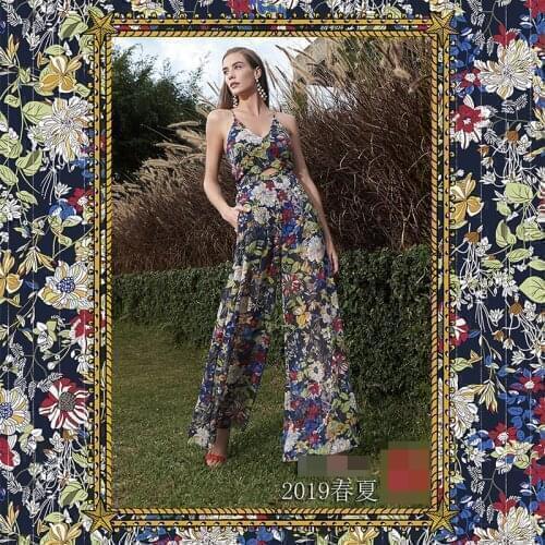 New spring and summer polyester fabric for dress shirt 145cm wide four major fashion week printing fabric wholesale