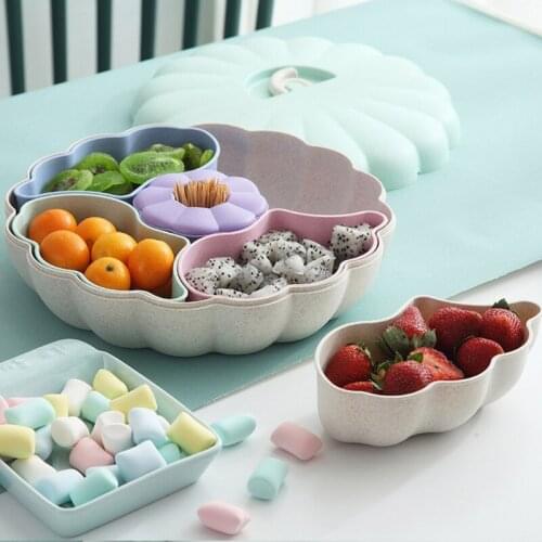 Creative Pumpkin Shape Fruit Bowl Candy Storage Box Nuts Snack Tray with Toothpick Container Party Supplies