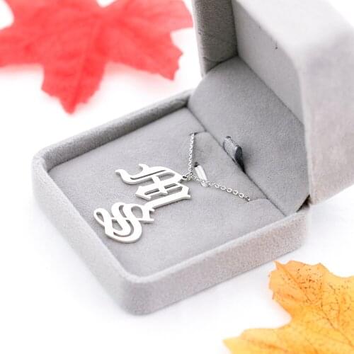 Unique Old English 2 Initial Necklace Double Old English Pendant Necklace Gothic Style Jewelry Personalized Name Gift For Women