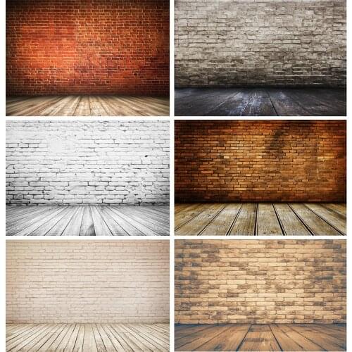 SHENGYONGBAO Vinyl Custom Vintage Brick Wall Wooden Floor Photography Backdrops Photo Background Studio Prop 21712 YXZQ-07
