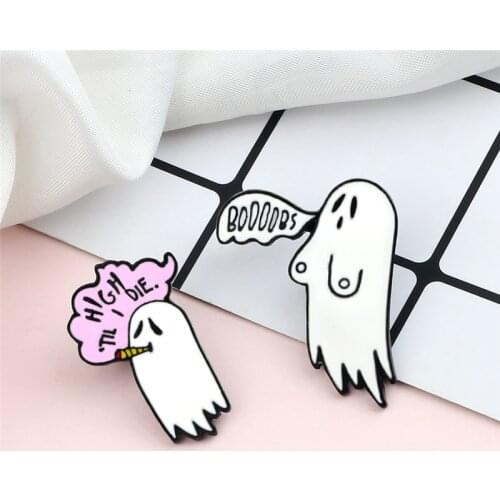 Funny Ghost Halloween Enamel Pins Creative Cute Brooches Denim Lapel Badge Custom Metal Button Fashion Jewelry Gifts for Friends