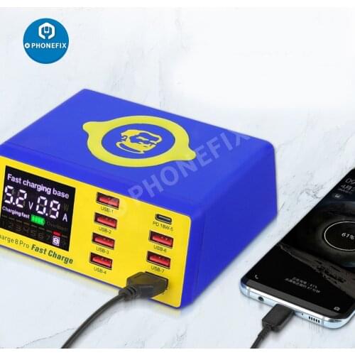 MECHANIC iCharge QC 3.0 USB Charging Station Hub Support Fast Charger LCD Display Wireless Charging Hub For iPhone Android Phone