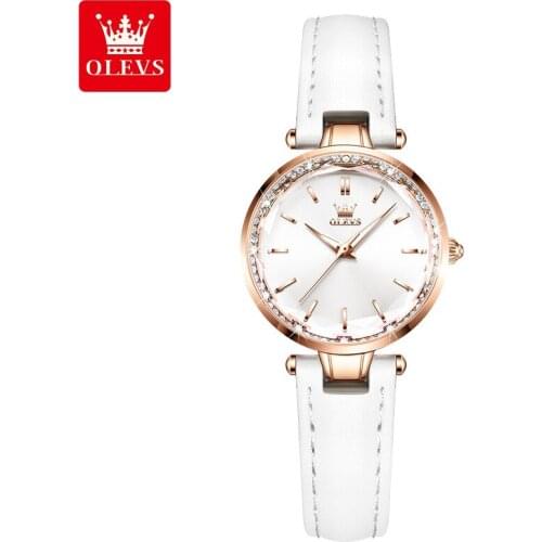 OLEVS Womens Watches Leather Luxury Brand Quartz Watch for Women Birthday Gift Set Wristwatche Fashion Waterproof Clocks Girls