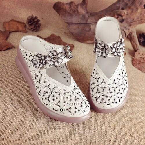 Summer Women Shoes 2021 NEW Recommend Fashion Comfy Genuine Leather Flats Shoes Female Hollow Out Floral White Casual Shoes