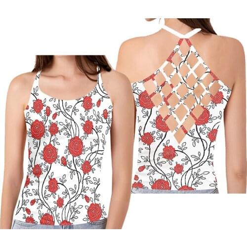 OGKB 3D Ladies Sexy Hollow Vest Summer Fashion Womens Flower Vine Printed Fitness Tank Tops Casual Famale Camisole Dropshipping