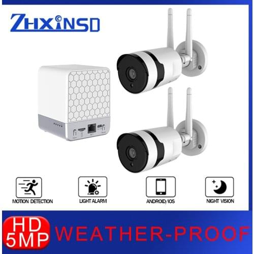 ZHXINSD 5MP Wifi surveillance 2 camera set 1920P CCTV motion detection camera supports night vision full color security camera