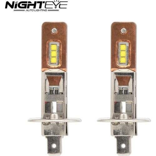 NIGHTEYE H1 9006 Car Led Headlights 12V 60W 1800lm Fog Lights Bulbs Copper Heat Conduction 6000K White Led Fog Lamps 2 Pcs