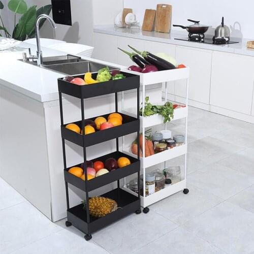 4 Tier Slim Storage Cart Kitchen Utility Trolley Multi-function Storage Cart Foldable Rolling Metal Trolley Furniture Save Space