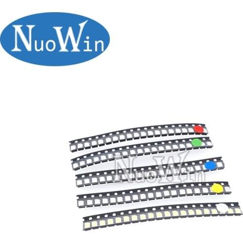 5 Values* 20pcs=100PCS Bright 3528 1210 SMD LED Kit Red/Green/Blue/Yellow/White 20pcs Each LED Diode 3.5*2.8*1.9mm