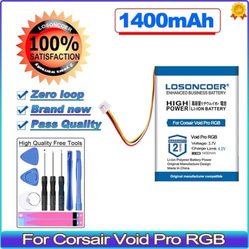 LOSONCOER 1400mAh For Corsair Void Pro RGB Headset Battery