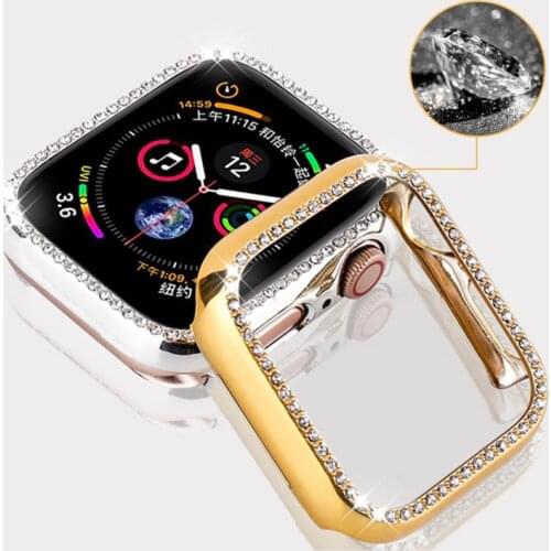 Diamond Case for Apple Watch Cover Series 6 SE 54321 38MM 42MM Bumper Protective For Iwatch 40mm 44mm Bracelet Accessories cover