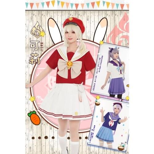 Anime Game Genshin Impact Klee Keqing Qiqi Lovely School Uniform JK Party Dress Cosplay Costume Halloween Free Shipping 2021New