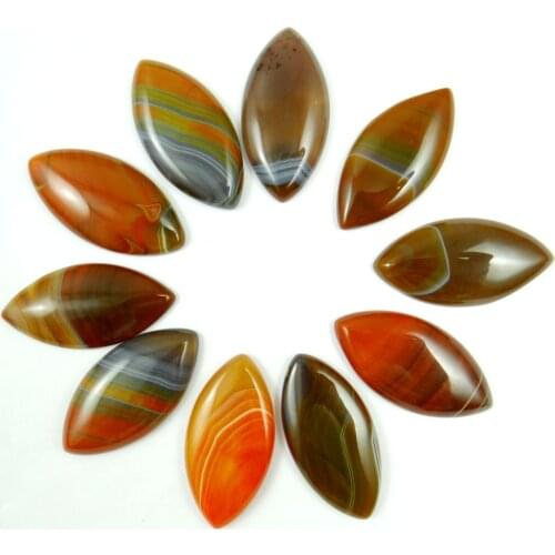 Wholesal Fashion Natural Stone stripe agates Oval CAB Cabochons Stone Bead For Women Jewelry Making 50*25mm 10PCS