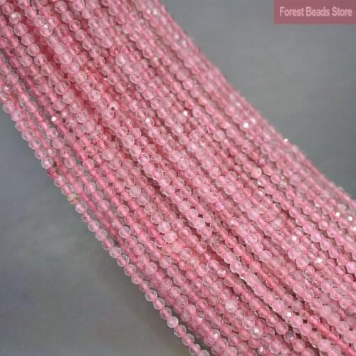 Natural Stone Beads Faceted Pink Crystal Quartz for Jewelry Making Round Loose Beads DIY Bracelet Accessories 15'' Inch 2mm/3mm