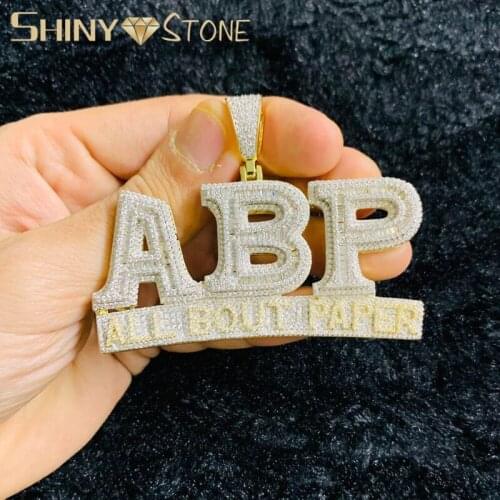 All Bout Paper Letter ABP Pendant Paved 5A Cubic Zirconia CZ Ice Out Rope Chain Necklace Choker Hip Hop Bling Jewelry For Men