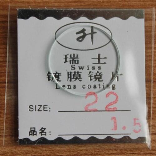 Freeshipping New flat glass watch crystal diameter 22 mm Thick 1.5mm