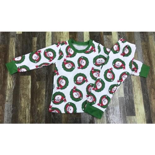 Childrens boutique wholesale Christmas cute Santa pajama set