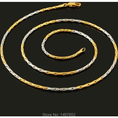 Two Tone Necklace Gold/Silver Plated Fashion Jewelry Wholesale Link Chain For Women/Men