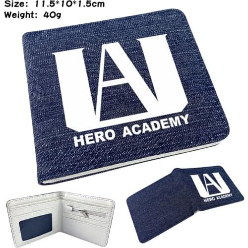 Anime My Hero Academia Denim Wallet Card Holder Short Bifold Casual Teenger Student High Quality Mens Womens Purses