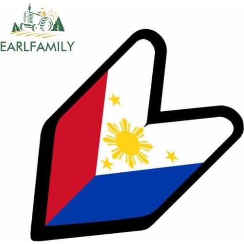 EARLFAMILY 13cm x 12.7cm JDM WAKABA BADGE PHILIPPINES FILIPINO Car Decal Flag Not Vinyl Car Sticker Waterproof Car Styling