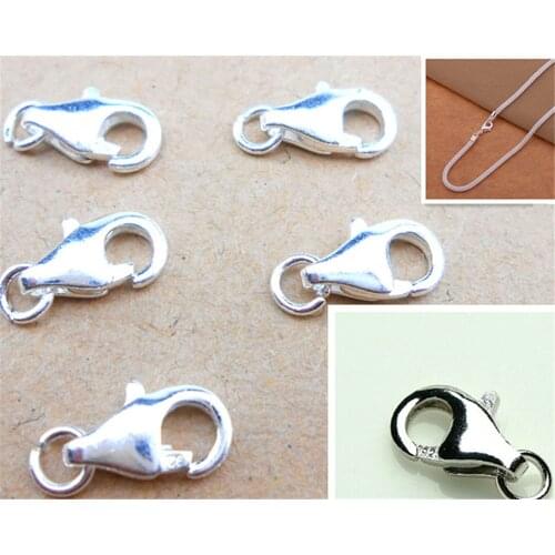HOT 100pcs a lot 925 sterling silver jewelry findings Accessories lobster clasp with opening jump ring fittings charms