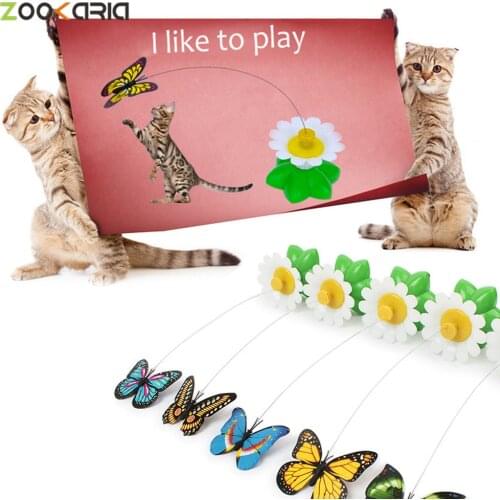 Interactive Training Cat Toy Automatic Electric Rotating Cat Toy Colorful Butterfly Bird Animal Shape Interactive Pet KittenToys
