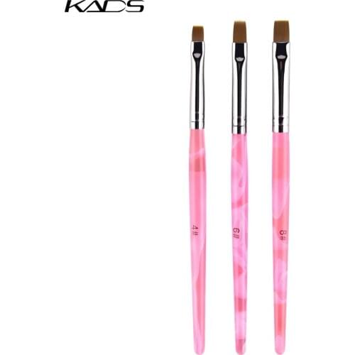 KADS No.4/6/8 Nail Brush Pen UV Gel Painting Brush Acrylic UV Gel Extension Builder Drawing Pen DIY Manicure Tool Pink Handle