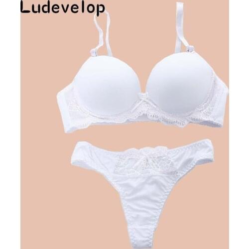 Women Underwear Solid Vs Bra Thong Sets Sexy Plus Size Lingerie Suit Lace Bra And Panties Female Push Up Bra Set