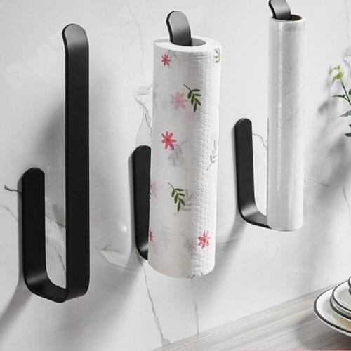 Kitchen Paper Rack Carbon Steel Fresh-Keeping Film Receiving Hanger Hook Rack Non-Punching Wall-Mounted Paper Towel Rack
